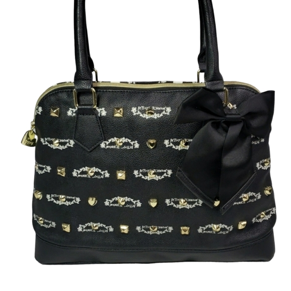 Betsey Johnson Handbags - BETSY JOHNSON Faux Leather Monogram Hobo Satchel Shoulder Tote Bag Hand Bag